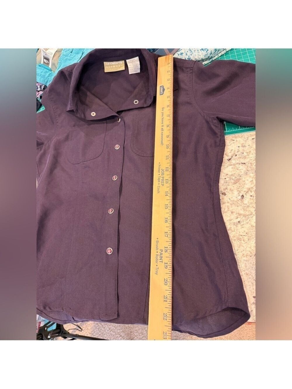 Liz Claiborne Lizwear Petite Button Up Shirt Purple Long Sleeve Small Petite - Picture 6 of 10